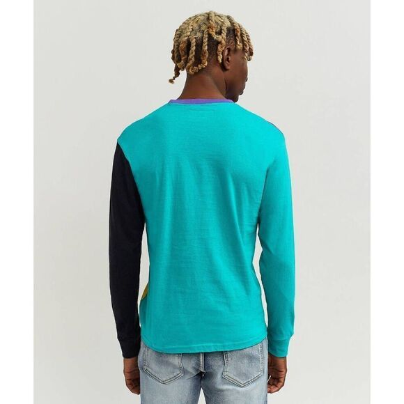New XL Reason Nolan Color Block Long Sleeve Cotton Streetwear Casual Tee TShirt - Picture 5 of 8